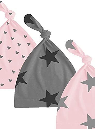 Image of A.T.U.N. (ALL THINGS UBER NICE) Unisex Kids Cotton Printed Knot Hats for Baby Boys and Girls (Pack of 3)