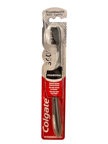 8X Colgate 360° Charcoal Infused Bristles Toothbrush - Medium
