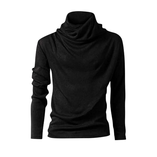 Mens Turtleneck Sweater Long Sleeve Slim Pullover Soft Knitwear Stylish High Neck Tops Lightweight Knit Fall Outfits