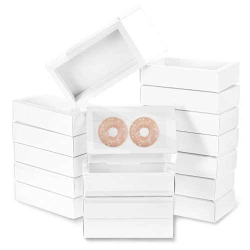 SynHHergyx Rectangle Drawer Boxes with Clear Window 6.5 x 3.7 x 1.6 inch White Gift Paper Boxes Small Cardboard Present Packaging Box for Party Favor Treats Festival Gift Packaging