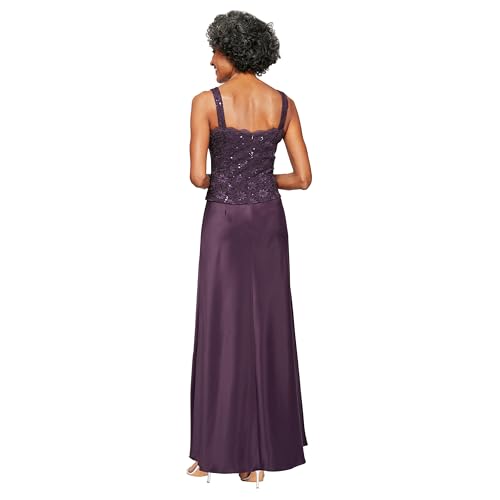 Alex Evenings Women's Two Piece Mother of the Bride Dress with Lace Jacket (Petite and Regular Sizes),Eggplant, 6 - Thumbnail 4