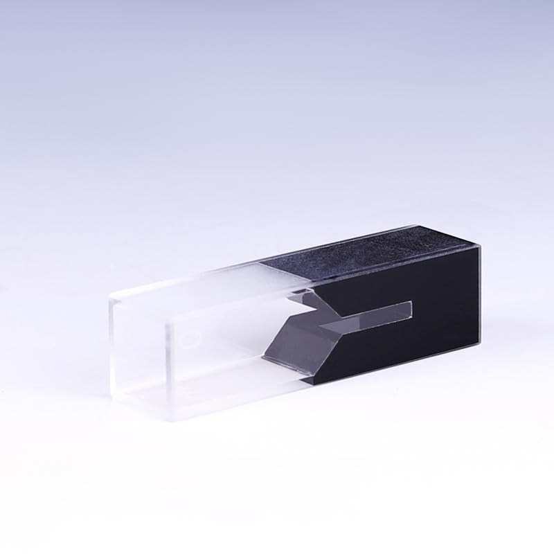 Cubeta de cuarzo submicro de alta precisión con paredes y tapa negras, 200 µL de volumen y 10 mm de paso óptico, vidrio de cuarzo japonés.