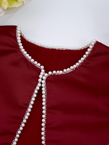 JEYPINMI Girls' Long Sleeve Satin Bolero Jacket Kids Shrugs Cropped Cardigan Princess Evening Dress Cape4