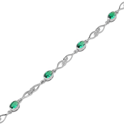 Image of Silvershake Birthstone Gemstones White Gold Plated or Yellow Gold Plated 925 Sterling Silver Scroll /Filigree Celtic Knot Weave 7.25 to 8.75 Inch with Adjustable Extension Bracelet Jewelry for Women