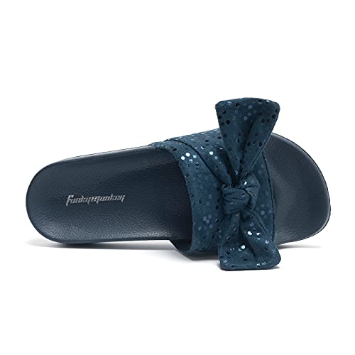 Image of FUNKYMONKEY Women's Bowknot Slides Sandals Comfort Casual Beach Slippers