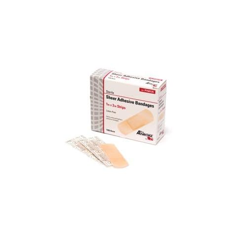 PRO ADVANTAGE SHEER ADHESIVE BANDAGE - Adhesive Bandage, Strips, 1" x 3", 100/bx Cover
