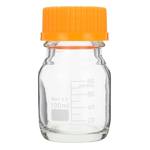 ULTECHNOVO 100ml Borosilicate Glass Screw Cap Reagent Bottle Chemical Sample Container Cylindrical Laboratory Medicine Refillable Bottle for Scientific and Industrial Use