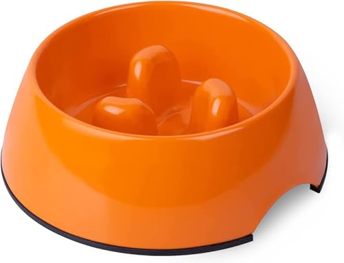 犬 食器 猫 食器 ペットボウル 給食器 早食い防止 小中大型犬用 ゆっくり食べる食器 滑り止め 洗いやすい 食器洗濯機で洗える、健康的な食事、消化サポート、食べる速度調整、ペット専用、食べこぼし防止、長時間使用可能、耐久性あり、快適な食事タイム (オレン