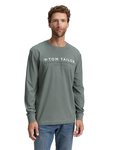 Tom Tailor T-Shirt à Manches Longues pour Homme, 21951 - Vert Jaspe délavé, XL