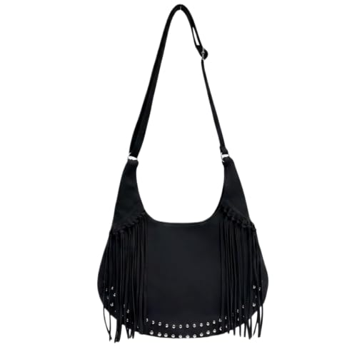 Image of Women Vintage Suede Fringe Hobo Bag Tote Shoulder Bag Crossbody Bag and Hippie Western Cowgirl Purse Shoulder Bag