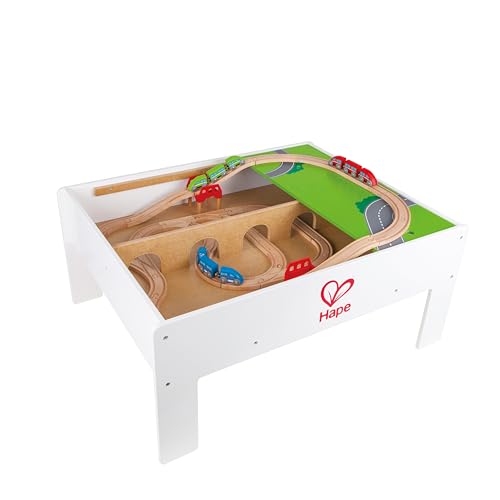 Hape Railway Play and Stow Storage and Activity Table for Wooden Trainsets
