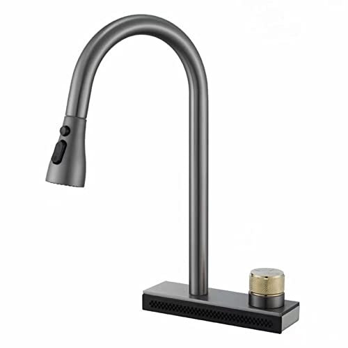 Robinet de cuisine mitigeur gris pistolet acier inoxydable monocommande