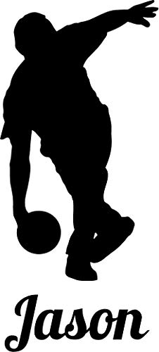 Bowling Bowler Personalized Custom Name Silhouette Wall Decal Sticker