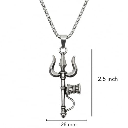 Image of THE MEN THING - Sanatan Divine Symbols Oxidised Pendant Necklace with 24inch Round Box Chain for Men & Boys