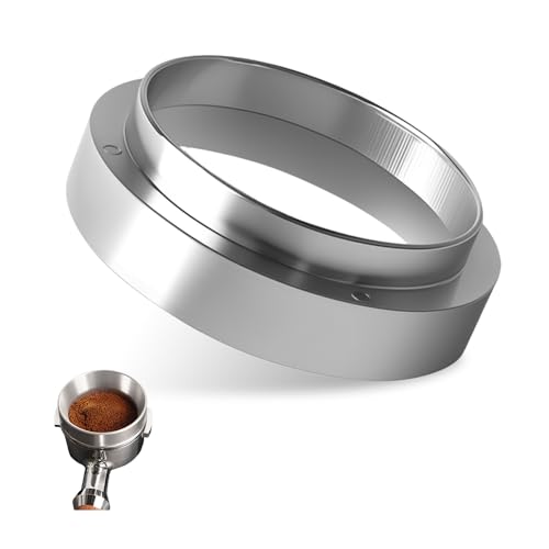 HMCEY Anello Dosatore per Caffè 58 MM,Imbuto Dosatore Magnetico,Accessori Portafiltro Espresso,Anello per Imbuto di Riempimento Alluminio,Facile da Pulire per Baristi,Casa,Raccoglitore Polvere-Argento