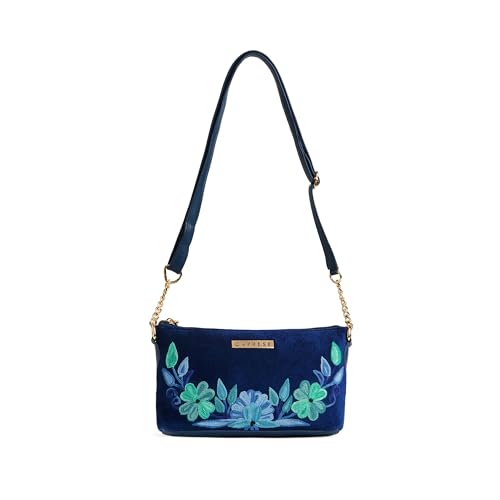 Image of Caprese Siji Tresna Small Sling Bag for Women | Kashida Embroidery Crossbody with Adjustable Strap & Secured Zip Closure | Stylish Handbag for Everyday Use, Travel & Special Occasions