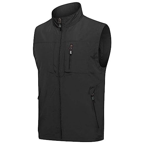Men's Windproof Lightweight Golf Vest Outerwear with Pockets Softshell Sleeveless Jacket for Running Hiking Sports