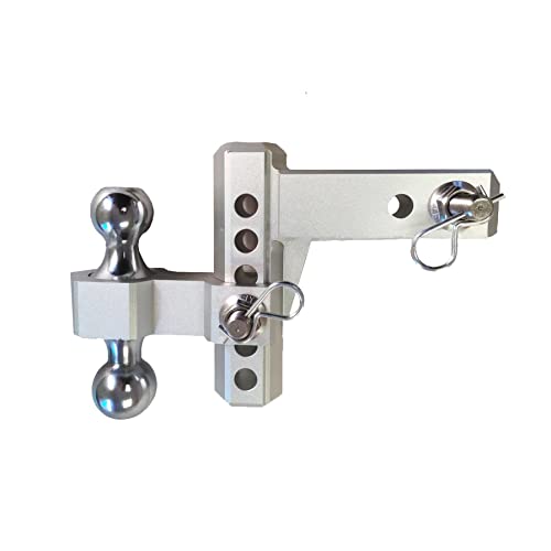 OFLILAK Adjustable Trailer Hitch, Fits 2.5-Inch Receiver Only, 8-Inch Drop/Rise Aluminum Drop Hitch ,18,500 LBS Tow Hitch for Heavy Duty Truck with Double Stainless Steel Locks (Silver)