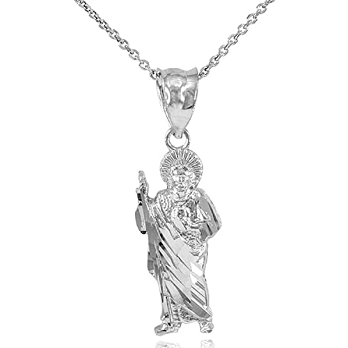 .925 Sterling Silver 1" Christian Saint Jude Thaddeus Patron Saint of Lost Causes Pendant Necklace - Choose Necklace Chain Length