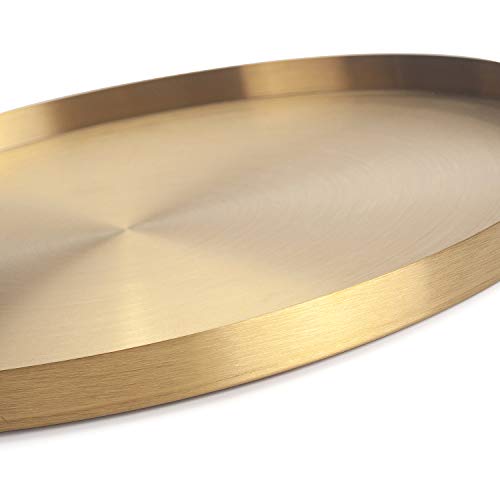 Miniatura 3 de Bandejas Metal Doradas Decorativa Para Platos Organizador Redondo De Acero Inoxidable Para Joyas Y Maquillaje Cosméticos 32 Cm