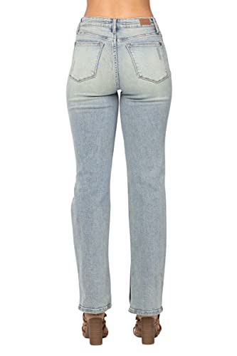 Judy Blue Women's High-Waist Destroyed Straight-Leg Jeans with Inseam Slit3