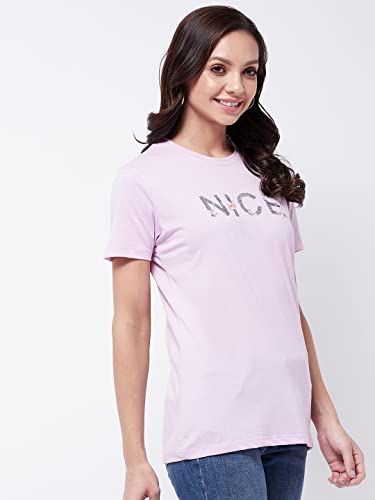 Image of Modeve Women Printed Cotton Blend Half Sleeve Round Neck T-Shirt for Summer