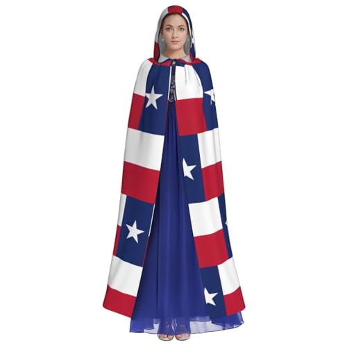 Cape avec imprimé drapeau du Texas médiévale et capuche style Viking