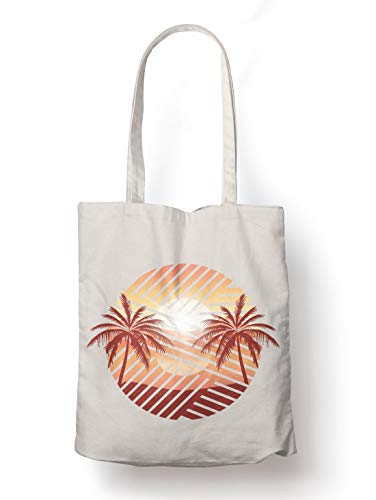 BLAK TEE Abstract Summer Sunset at The Beach Organic Cotton Reusable Shopping Bag Natural