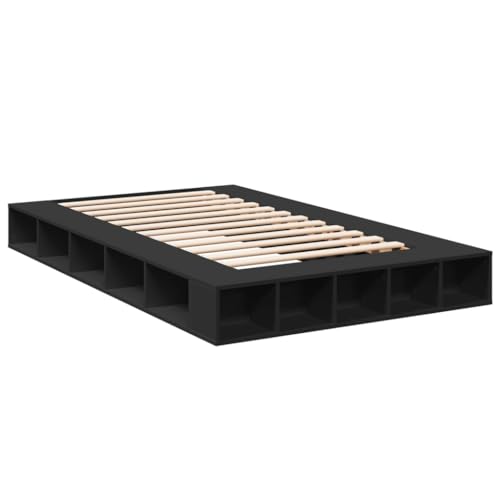vidaXL Sängram svart 120x200 cm konstruerat trä, säng, förvaringssäng, dubbelsängram, dubbelsäng, sovrumsmöbler, sängbotten, säng med låda, sängplats