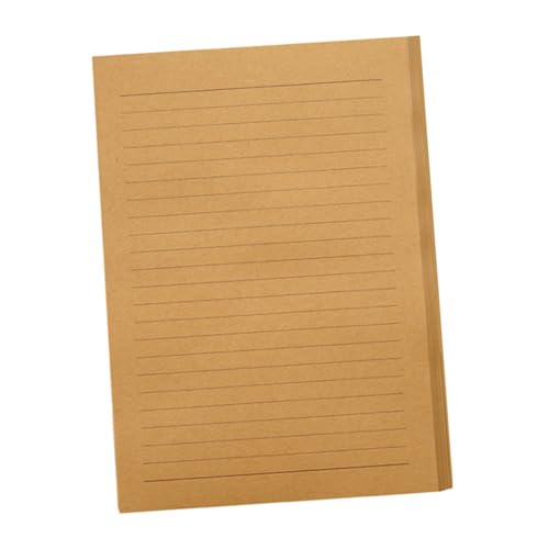 FRCOLOR 100枚 復古牛皮紙便箋 耐久性 クラフト紙 書きやすい横罫線入り 感謝状 詩 ラブレター 書道練習に 深カ キ色のレトロ文房具