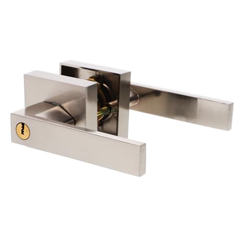 Gatuida Manija de Puerta con Cerradura de Aluminio Mate Juego Reversible para Puertas Interiores y Exteriores Pomo Seguro con Llave Resistente y Fácil Instalación