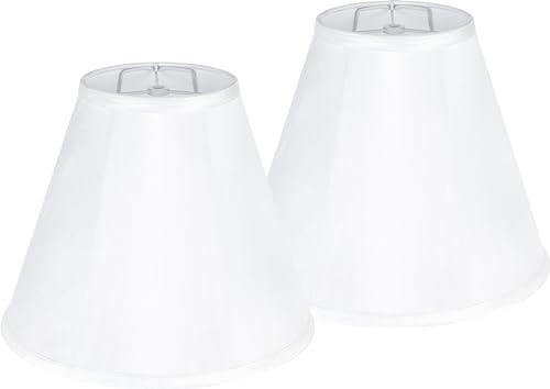 GO&SO White Bell Lamp Shades Set of 2 Meduim Lamp Shade for Table Lamp 6'Top x 13'Bottom x 9.8'High(Spider)Fabric Replacement Lampshade for Bedside Lamp -Side Ribbing Imperial Shade,Assembly Required