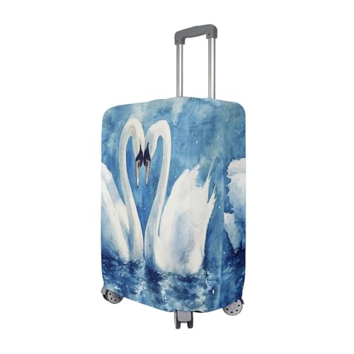 Joisal Swan Couple Blue Suitcase Cover Fit 18-32 Inch Suitcase Identifiers3