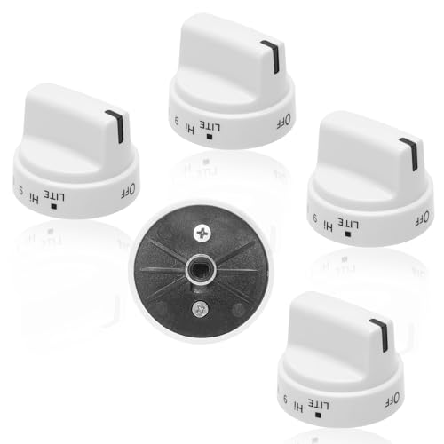 WB03X24795 Range Surface Burner Knob, 4396546 Gas Range Control Knob Replacement, AP5989028 Gas Range knobs Compatible with GE Stove (White 5pcs) PS11729080