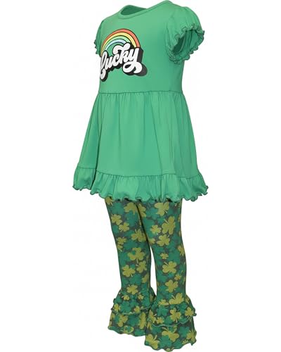Image of Unique Baby 2 Piece Girls Double Ruffle Leggings and Short Sleeve Shirt Clothes Set Kid and Toddler Girl Outfit