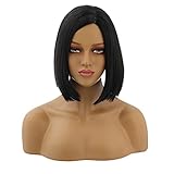 MAGQOO Black Wig Black Bob Wig Side Part 10 Inches Women Girls Short Straight Wig Black Hair Wigs...