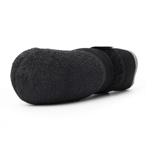 Wanderpfote Hundeschuhe 4er Set wasserdicht – Pfotenschutz Outdoor mit Rutschfester Sohle, weichem Fleece & Reflexstreifen – Ideal für Winter, Schnee, Spaziergänge & sicheres Laufen (Schwarz, 1)