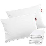 Moonsea Toddler Pillow with Pillowcase, Ultra Soft Organic Cotton Cover, 13 x 18 Inches 2 Pack Kids Pillows for Sleeping Fits Toddler Bed/Baby Crib/Cot