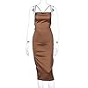 Velius Women's Sexy Spaghetti Strap Backless Lace up Bodycon Party Dress (Medium, Brown)