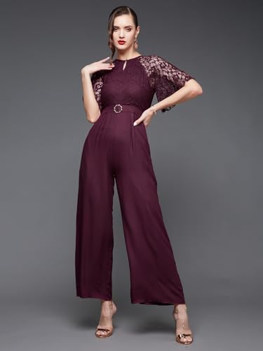 Image of Miss Chase Women's Self Design Cut-Out Georgette Jumpsuit