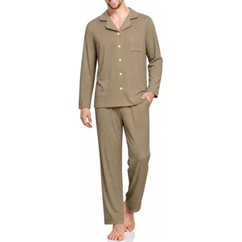 Pajama Set for Men 2 Piece Long Sleeve Top And Sleep Pants Set
