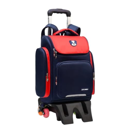 Mochila Escolar Com 6 Rodinhas Resistente Impermeável Vermelho Com Marinho
