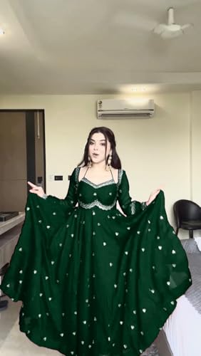 Image of Beautiful Embroidered Anarkali Gown for Women ||Festive Outfit with Intricate Detailing