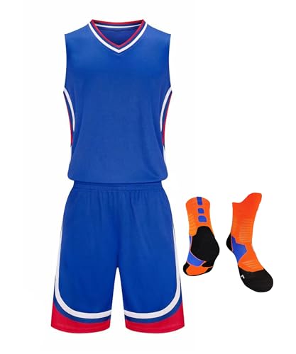 Image of Boys Girls Basketball Jersey Shirt and Shorts with Matching Basketball Socks