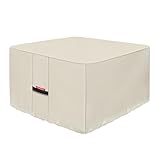 Porch Shield 600D Heavy Duty Full Coverage Patio Square Fire Pit/Table Cover 44 inch, 100% Waterproof, Beige