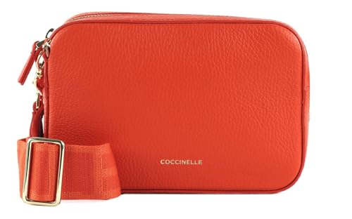 Sac bandoulière Coccinelle Tebe orange en cuir | Pochette crossover chic