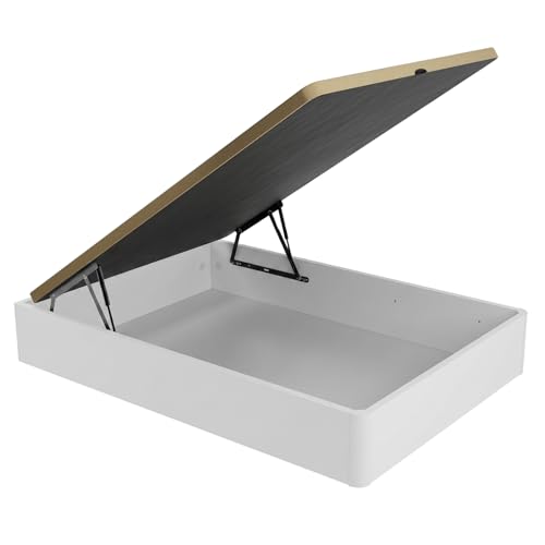 DUÉRMETE ONLINE - Canapé Abatible Blanco 135x190 cm, Gran Capacidad de Almacenaje, Estructura Súper Reforzada, Tapa 3D Transpirable, Incluye Subida a Domicilio