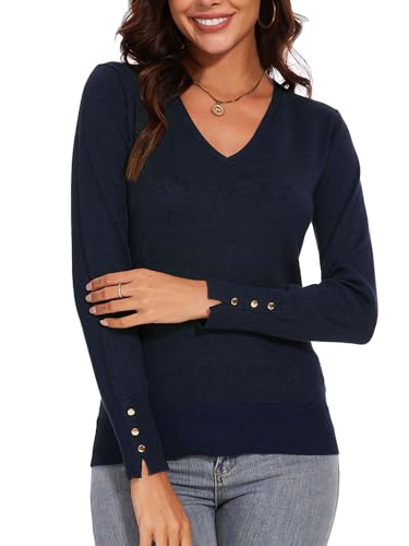 Image of Spicy Sandia Women's V Neck Pullover Sweaters with Dressy Cuffs
