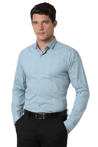 Image of Peter England Men Blue Slim Fit Formal Shirt