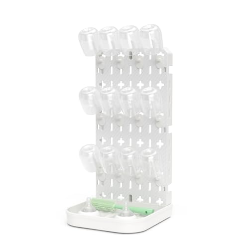 CLESOO Escurre Biberones con Bandeja Recogegotas, Soporte para Secar Biberones Vertical de Sobremesa - Escurridor Biberones de Pared y Almacenamiento de Biberones y Partes de Tazas para Sorber